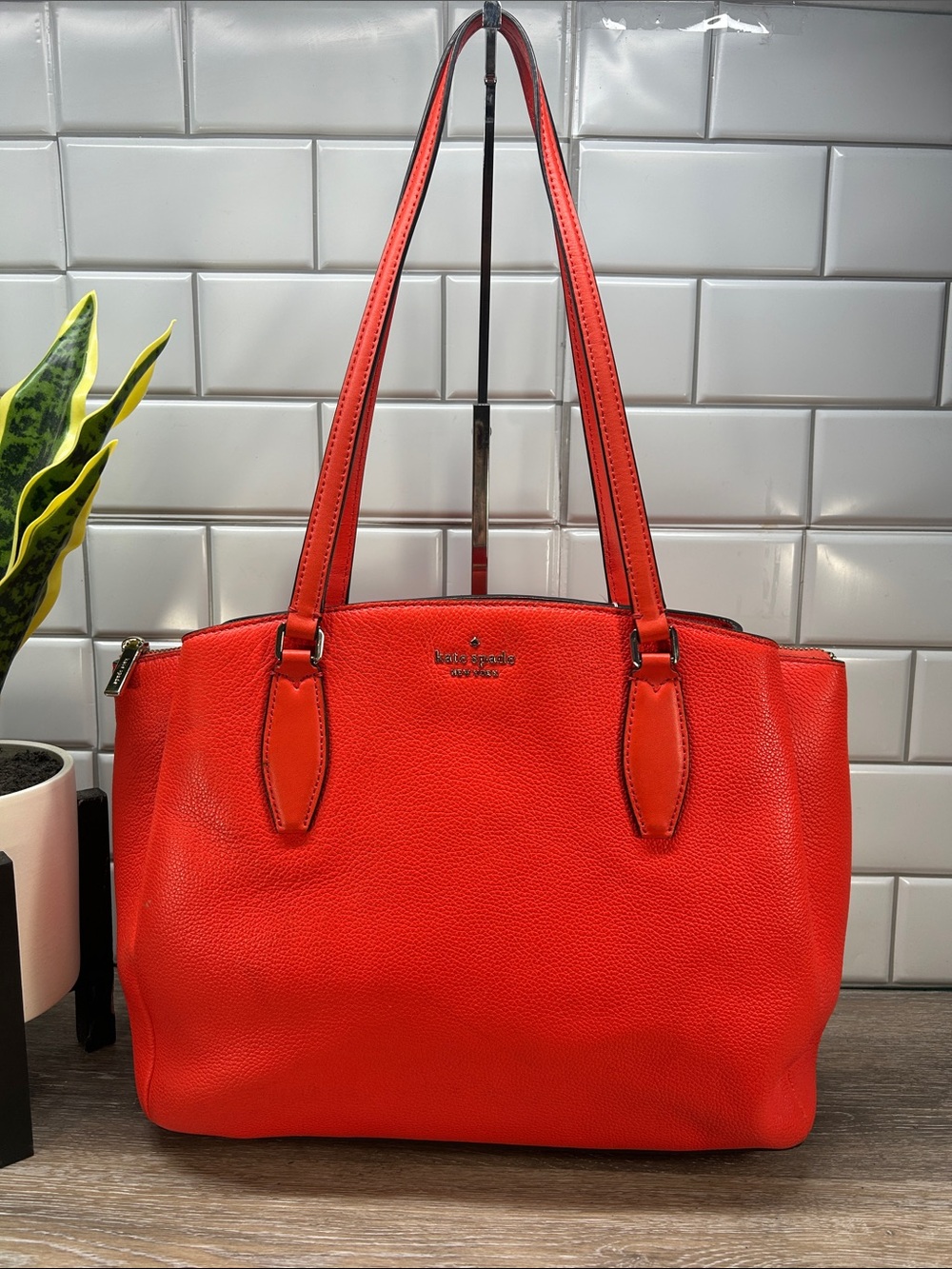 6829 Kate Spade New York Red Leather Tote Bag 266526829